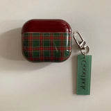 Popxstar  Retro Style Grid Pattern Gloss Soft Cover Case for AirPods 4/3/2/1 Pro 2 Wireless Bluetooth Earphone Shell Good Lucky Pendant