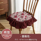 Velvet Fabric Ruffled Edge Cushion Thickened Tied Anti Slip Home Seat Cover Office Household Detachable Washable Seat Cushions
