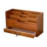 Wooden File Sorting Box Rustic Multi-layer Grocery Organizer with Drawer Large Capacity Desktop Drawer Storage Box Office Use