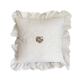 popxstar with Lotus Frill French Lace Pillow Cover Washed Material Comfortable Embroidered Cushion Cover Soft Pillow Shell Bedroom