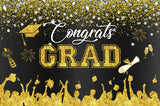 Popxstar Graduation Backdrop Congrats Gold Class of Grad Photocall Decoration Photography Background Photo Banner