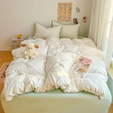 Popxstar  Class bed new cream wind solid color bed sheet four-piece set student quilt cover four-piece set household