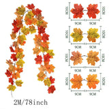 Popxstar 2M Artificial Fall Maple Leaf Garland Fake Plants Autumn Decor Leaves Vine for Thanksgiving Halloween Festivals Wedding Decora