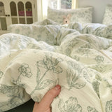 4Pcs Set Floral And Polka Dot Print Styles Duvet Cover Bed Sheet Pillowcase Full-Size Bedspread Set 1.5-Sleeper Bedding Set