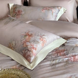 Popxstar  1000TC Lyocell Cotton Brushed Luxury Bedding Set Flowers Prints Duvet Cover Flat/Fitted Bed Sheet Pillowcases 4Pcs