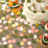 Popxstar  1Pack Sage Leaves Confetti Green Gold Pink Round Paper Confetti Wedding Birthday Party Decorations Baby Shower Table Scatter