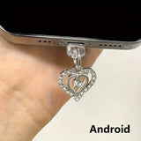 Popxstar Water Diamond Love Beautiful Phone Dust plug Accessories Decoration Hanging Pendant for iPhone for Samsung Type-C Charging Port