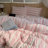 Popxstar  Nordic Ins Bedding Set Pure Cotton Duvet Cover Set Bed Sheets Set Skin-Friendly Single Twin Full Queen Size Flat&Fitted Sheet