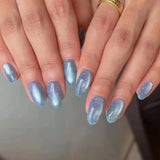 Popxstar 24pcs Romantic Y2k Star Press On Nails Gradient Blue French Style Gold Moon Designs Fake Nail Sweet Almond False Nails For Women