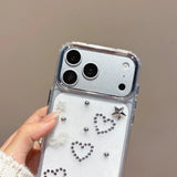 Popxstar  3D Star Cute Heart Bling Glitter Shockproof Phone Case for iPhone 17 16 15 14 13 12 11 Pro Max Plus Transparent Bumper Cover