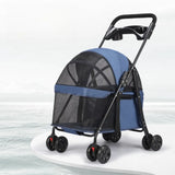 Foldable Pet Stroller for Dogs Cats 4 Wheels Breathable Mesh Dog Carrier with Cup Holder Lightweight Travel Puppy Pushchair