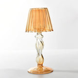 Popxstar  European Style Glass Desk Lamp Shaped Candle Holder High Legged Striped Candle Holder Wedding Home Creative Decoration