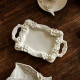 Popxstar  Heavy Industry Hand Made Breakfast Dim Sum Plate Antique Decoration European Style Double Ear Plate Fruit Dessert Tray