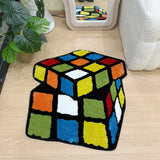 popxstar Funny Tufting Rug Magic Cube Bathroom Mat Soft Colorful 3D Carpet Bathmat Area Floor Pad Bedroom Doormat Aesthetic Home Decor