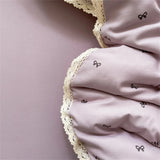 Popxstar INS Girls Cherry Soft Bedding Set Washed Cotton Bed Sheet Queen King Size Duvet Set Flower Comforter Set Pillowcase Bed Linens