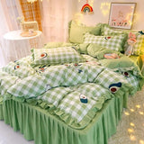 Popxstar Fruit Bedding Sets Bed Skirt Set Duvet Cover Double Full Queen Quilt Cover Bedclothes Bed Linen Avocado Duvet Cover Sets