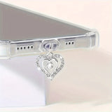 Popxstar Water Diamond Love Beautiful Phone Dust plug Accessories Decoration Hanging Pendant for iPhone for Samsung Type-C Charging Port