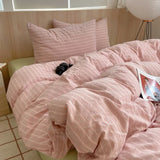 Popxstar  Nordic sling Cotton Pink Stripes Duvet Cover 150x200 Size Girl's Room housse Skin friendly Breathable Comforter Sets
