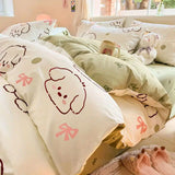 Popxstar Kawaii Bedding Set for Kids Ins Twin Queen Size Duvet Cover Flat Sheet Pillowcase No Filler Girls Boys Home Totel Bed Linens