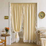 Popxstar Farmhouse Curtains Cotton Floral Ruffle Trim Privacy Drapes for Dining Living Room Bathroom Semi-blackout Vintage Chic Decor