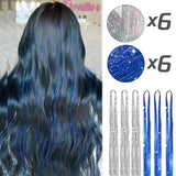 Popxstar 12pcs Glitter Sparkling Shinny Fairy Hair Accessories Tinsel Hair Extension for Women and Girls for Christmas New Year Halloween