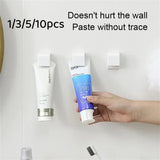 Popxstar 1-100pcs Punch-free Toothbrush Holder Wall-mounted Toothpaste Holder Storage Rack Holders Organizer Bathroom Accessories