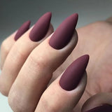 Popxstar 24pcs/set Short Fake Nails for Women Girls Almond Ballet Nail Tips Matte Red Nude Brown Faux Ongles Press on Acrylic False Nail