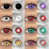 Popxstar  1 Pair Crazy Halloween Cosplay Contact Lenses Eye Makeup Lens Vampire White Black Red Contacts Anime Cosplay Softlens