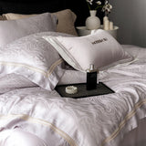 Popxstar  1000TC Egyptian Cotton Soft Silky Jacquard Embroidery Luxury Bedding Set Duvet Cover Flat/Fitted Bed Sheet Pillowcases 4Pcs