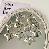 Popxstar 50PCS Y2K Silver Star Hair Clips for Girls Filigree Star Metal Snap Clip Women Simple BB Hairpins Barrettes Hair Accessories