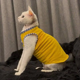 Soft Breathable Thin Open Front Cat Vest Striped Trim Comfort Summer Indoor Wear For Hairless Sphynx Cat