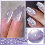 Popxstar 10ml Rainbow Purple Water Light Cat Magnetic Gel Nail Polish Shining Sliver-light Holographics Semi Permanent UV Gel