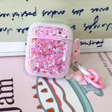 Popxstar Glitter Sequins Bling Earphone Case For AirPods 1 2 3 4 Protective Cover Funda with Keychain for Apple Airpods 3rd 4th Gen Pro 2