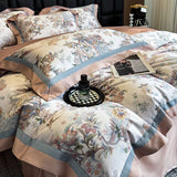 Popxstar  Premium 1000TC Egyptian Cotton Chinese Style Flowers Bird Print Luxury Bedding Set Duvet Cover Flat/Fitted Bed Sheet Pillowcases