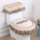 3D Embroidered Toilet Seat Mat Lace Ruffle Edge Toilet Cover Zipper Style Thick Universal Toilet Seat Cushions