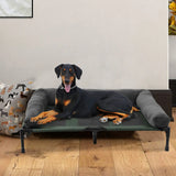 L-2XL Outdoor IndoorElevated Dog Bed for Large Sized Dog Cooling Raised Cot Pet Hammock Bed with Detachable Plush Bolster Breathable Mesh