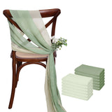 Popxstar 12 Pcs 17x275cm Green  Chiffon Chair Sashes  Wedding Chair Covers Ribbon Wedding Party Aisle Chair Decor