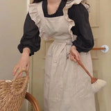 Popxstar Kitchen Apron Ruffled with Pockets for Chef Gardening Cross Back Work Women with Big Pinafore Dress Baking Cooking BBQ & Grill