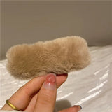 Popxstar Winter Plush Cute Hair Clip Grasping Lamb Children's Broken Hair Pin Clip Headwear Hair Accessories for Girls  Korean Style
