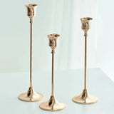 Popxstar 3pc Candlestick Holders Kit Brass Gold Candlestick Set Candle Holders Decorative Candlestick Stand for Wedding Party Dinning