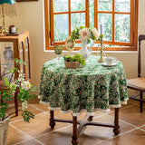 Home Decoration Round Tablecloth Pastoral Floral Jacquard Thickened Table Cloth with Tasseles Party Kitchen Dining Table Cover