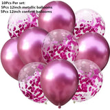 Popxstar  10pcs/lot Red Pink Gold Confetti Latex Balloons Birthday Party ation Kids Adult Metallic Balloon Helium Ball Wedding party Decor