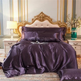 Popxstar High-end Blending Natural Mulberry Silk Bedding Set Luxury Satin Silky Queen Size Duvet Cover Set with Sheets King Size Bed Set