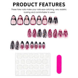 Popxstar  24Pcs Almond False Nails Retro Red/Black Flower Designs Women Girls Halloween Party Press On Nails Full Cover Acrylic Fake Nails