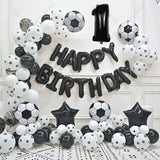 Popxstar  130Pcs Football Helium Foil Balloons Birthday Party Decorations Kids Boy 123456th Black Number Ball Soccer Party Globos Supplies