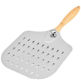 Folding Wood Handle Perforated Pizza Spatula Hollow Design Detachable Bread Paddle Aluminum Cake Transfer Shovel Restaurant