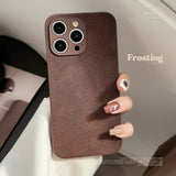 Popxstar Luxury Brown Leather Phone Case with Retro Wristlet for iPhone 15 Pro Max 14 11 12 13 XS X 7 8 Plus, Vintage Case for iPhone
