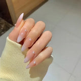 Popxstar 24Pcs Gradient Fake Nails Press on Long Almond False Nails Removable Full Cover Nail Tips Wearable Finished Fingernails Nail Art