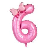 Popxstar  1Pc Large 40inch Number Pink Foil Balloon With Bow 1 2 3 4 5 6 7 8 9 For Kid Boys Girls Birthday Party Baby Shower Decorations