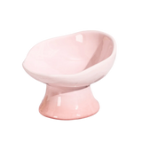 Floral Design Flower Shape Ceramic Cat Bowl Anti-Tip Anti-Slip Elevated Cat Bowl Tall Footed Oblique Mouth Raised Pet Bowl Cats